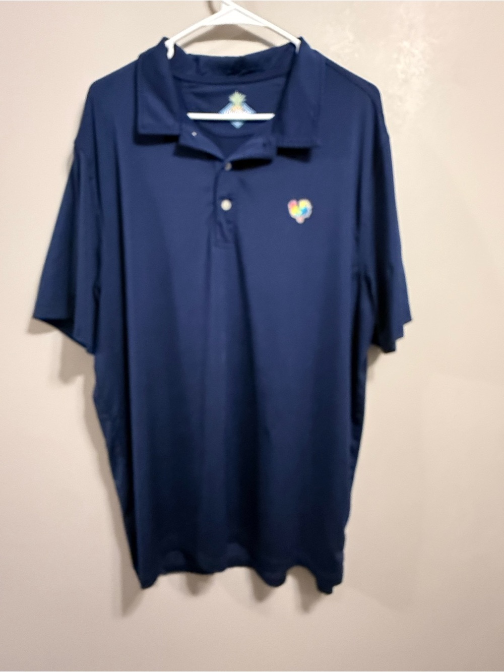 chubbies Navy Blue Golf Polo with Multicolor Rooster Patch
